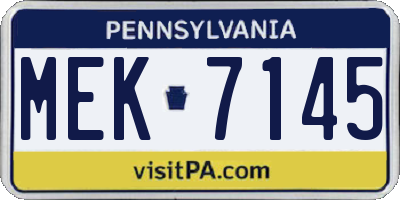 PA license plate MEK7145