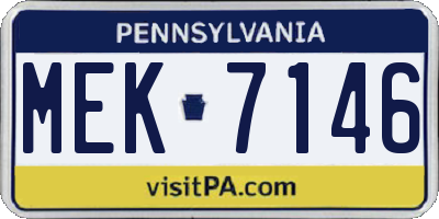 PA license plate MEK7146