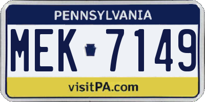 PA license plate MEK7149