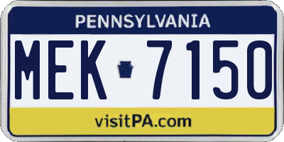 PA license plate MEK7150