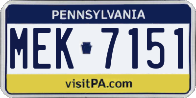 PA license plate MEK7151