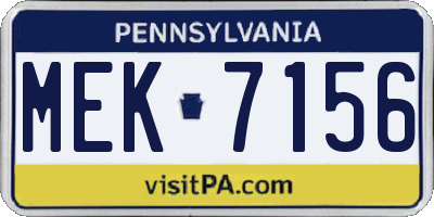 PA license plate MEK7156