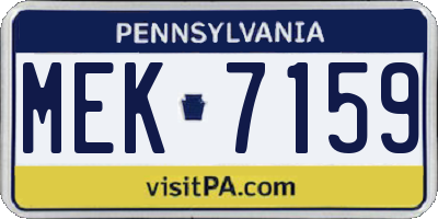 PA license plate MEK7159