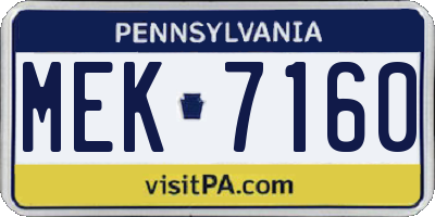 PA license plate MEK7160