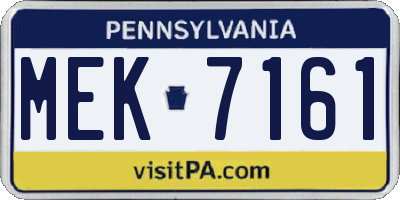 PA license plate MEK7161