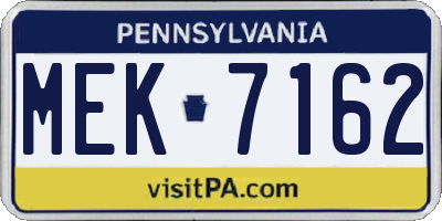 PA license plate MEK7162