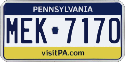 PA license plate MEK7170