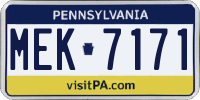 PA license plate MEK7171