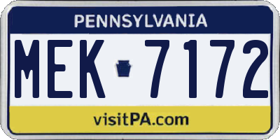 PA license plate MEK7172