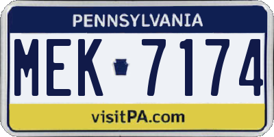 PA license plate MEK7174