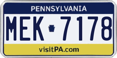 PA license plate MEK7178