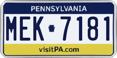PA license plate MEK7181