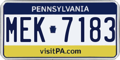 PA license plate MEK7183