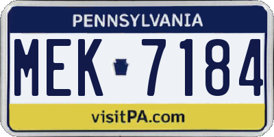 PA license plate MEK7184
