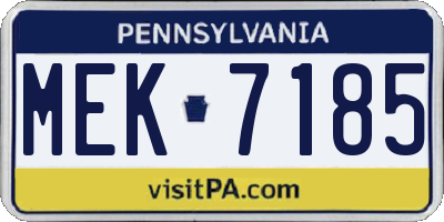 PA license plate MEK7185