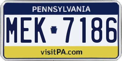 PA license plate MEK7186