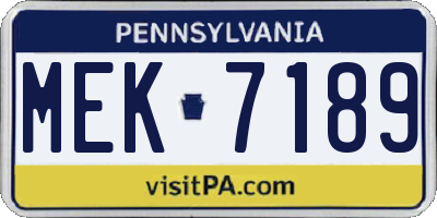 PA license plate MEK7189