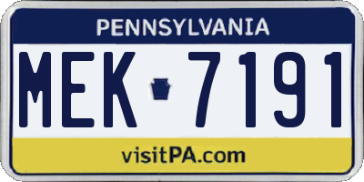 PA license plate MEK7191