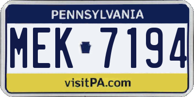 PA license plate MEK7194