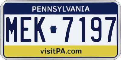 PA license plate MEK7197