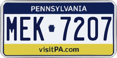 PA license plate MEK7207