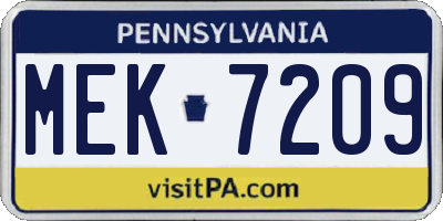 PA license plate MEK7209