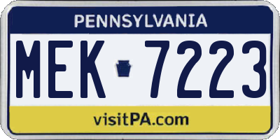 PA license plate MEK7223