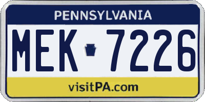 PA license plate MEK7226