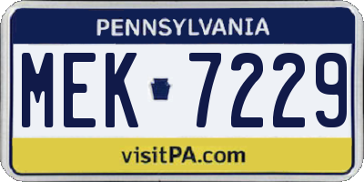 PA license plate MEK7229