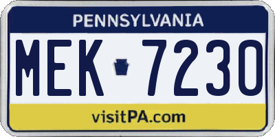 PA license plate MEK7230