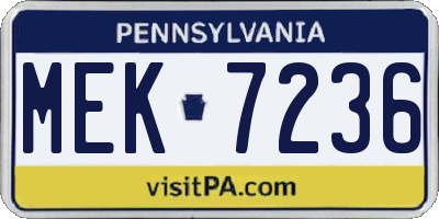 PA license plate MEK7236