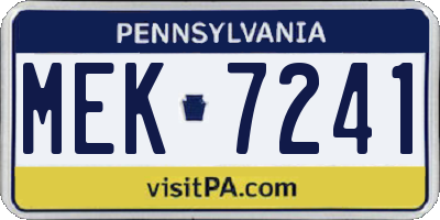PA license plate MEK7241