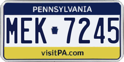 PA license plate MEK7245