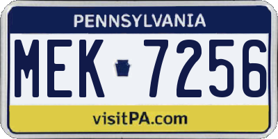 PA license plate MEK7256