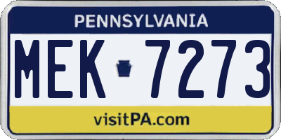 PA license plate MEK7273