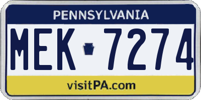 PA license plate MEK7274