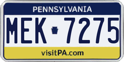 PA license plate MEK7275