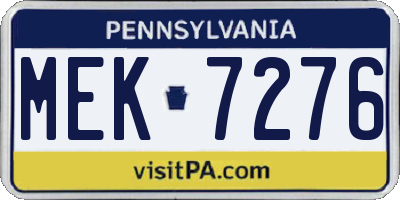 PA license plate MEK7276