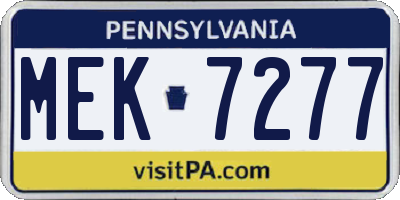 PA license plate MEK7277