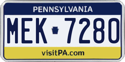PA license plate MEK7280