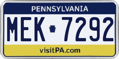 PA license plate MEK7292