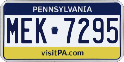 PA license plate MEK7295