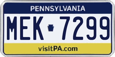 PA license plate MEK7299