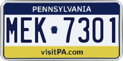 PA license plate MEK7301
