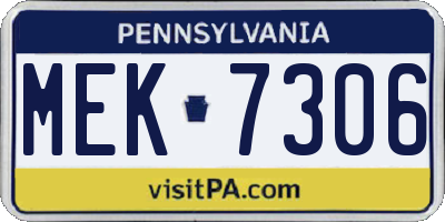PA license plate MEK7306