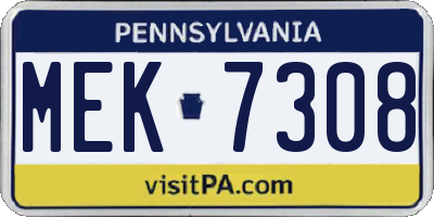 PA license plate MEK7308