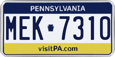 PA license plate MEK7310