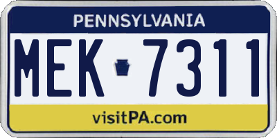 PA license plate MEK7311