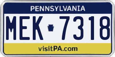 PA license plate MEK7318