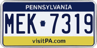 PA license plate MEK7319